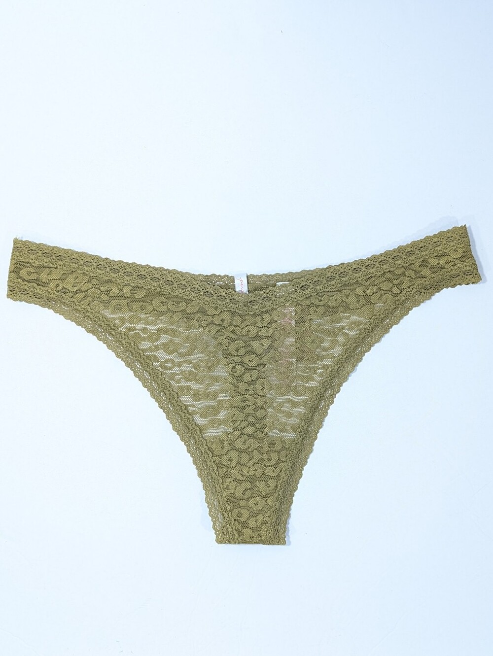 Victoria's Secret Pink Low Rise Lace Thong Medium Women Sheer Panty 2021 green